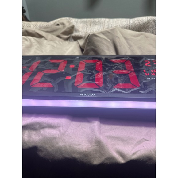 Large Digital LED Clock Red Display Temperature Date Week Time Multi Color Base - Picture 14 of 15